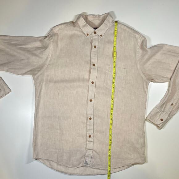 UNTUCKit Hudelot Slim Fit 100% Linen Button-Down Shirt L Orange Microstripe - Picture 5 of 10